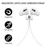 Geekria Wireless Earphone Magnetic Anti-Lost Strap Accessories, Soft Silicone Sport Earphones Anti-Lost Strap, Lanyard, Compatible with Airpods Full Range, SAMSUNG, Anker Soundcore (White/2 Pack)