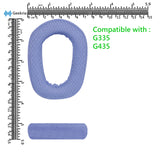 Geekria Comfort Mesh Fabric Replacement Ear Pads for Logitech G435 G335 Headphones Ear Cushions, Headset Earpads, Ear Cups Cover Repair Parts (Blue)