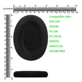 Geekria Comfort Velour Replacement Ear Pads for Sennheiser PXC350, HD 380/ 380 PRO, PC 350/ 350 SE, HME95, HMEC250 Headphones Ear Cushions, Repair Parts (Black)