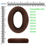 Geekria Comfort Velour Replacement Ear Pads for Sennheiser HD515, HD518, HD555, HD560s, HD558, HD559, HD569, HD579, HD589 Headphones, Repair Parts (Brown)