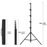 Geekria for Creators 15ft/4.5M Extreme Tall Tripod Stand with Storage Bag, Air Cushioned Heavy Duty Stand for Photography Lights, Sports Video Camera, with 1/4"& 3/8" Screw (Black)
