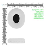 Geekria QuickFit Replacement Ear Pads for Sony MDR-ZX 750 DC/AP/BN Headphones, Headset Earpads, Repair Parts (White)