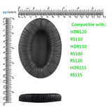 Geekria QuickFit Leatherette Replacement Ear Pads for Sennheiser HDR120 RS120 RS110 RS115 HDR110 HDR115 RS100 Headphones Ear Cushions, Headset Earpads, Ear Cups Cover Repair Parts (Black)