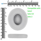 Geekria QuickFit Replacement Ear Pads for Beats Solo3 (A1796), Solo 3.0 Wireless On-Ear Headphones Ear Cushions, Headset Earpads, Ear Cups Cover Repair Parts (Matte Silver)