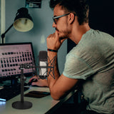 Geekria for Creators Telescoping Tabletop Microphone Stand, Adjustable Desk Mic Holder with Weighted Base, Compatible with TONOR TC-777, TC30, TC20, Shure Sm57, Sm58, SAMSON Q2U