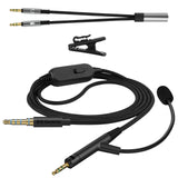 Geekria Boom Mic Headphones Cable Compatible with ATH M70X M60X M50X, 2.5mm Jack Nylon Braided Replacement Cord with Boom Microphone and Volume/Mute Control for Gaming & Meeting (5.6 ft)