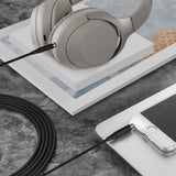 Geekria Audio Cable with Mic Compatible with Sony WH-1000XM6/1000XM5, ULT WEAR, WH-XB920N Headphones, 3.5mm Replacement Stereo Cord with Inline Microphone (4 ft/1.2 m)