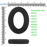 Geekria Comfort Velour Replacement Ear Pads for Sennheiser HD515, HD555, HD518, HD560s, HD558, HD559, HD569, HD579, HD589 Headphones Ear Cushions, Headset Earpads, Ear Cups Repair Parts (Black)