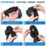 Geekria Flex Fabric Headband Pad Compatible with ATH M50x, M50xBT, M50xBT2, M50xPB, M50xWH, M50xBB , Headphones, Replacement Repair Part (Black)