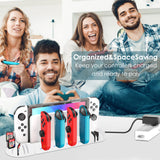 Geekria Charging Station Stand and Game Holder Compatible with Nintendo Switch & OLED Model Joy-Cons, Charger Stand Station with Cooling Fan Intended for Nintendo Switch Joy Con