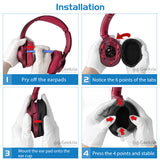 Geekria QuickFit Replacement Ear Pads for Sony MDR-100ABN WH-H900N Headphones Ear Cushions, Headset Earpads, Ear Cups Cover Repair Parts (Twilight Red)