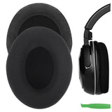 Geekria Comfort Mesh Fabric Replacement Ear Pads for Turtle Beach Ear Force XP500, XP400, XP300, XO FOUR, XO THREE, XO ONE Gaming Headphones Ear Cushions, Ear Cups Cover Repair Parts (Black)