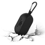 Geekria Silicone Case Cover Compatible with Jabra Elite 7 Pro, Jabra Elite 7 Active True Wireless Earbuds, Protective Earphones Skin Cover with Keychain Hook, Charging Port Accessible (Black)