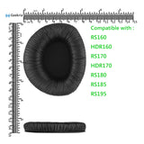 Geekria QuickFit Leatherette Ear Pads for Sennheiser RS160, HDR160, RS170, HDR170, RS180, RS185 RS195 Headphones Ear Cushions, Headset Earpads, Ear Cups Cover Repair Parts (No Baseplates)