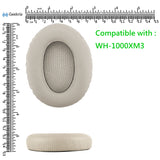 Geekria QuickFit Replacement Ear Pads for Sony WH-1000XM3 Headphones Ear Cushions, Headset Earpads, Ear Cups Cover Repair Parts (Silver)