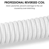 Geekria Coiled USB-C Gaming Keyboard Cable with Aviator Connector Cord, 5-Pin Braided Double-Sleeved Mechanical Keyboard Cable Compatible with Logitech G715 G713, Keychron K8 K7 K6Pro (White 5FT)