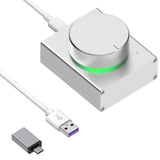 Geekria Audio Control Knob with Rotate Volume Adjustment & Mute Function, PC / Phone Audio Remote Volume Control Adapter, Support Win 7, 8, 10, MAC, Android, USB or USB-C (Silver)