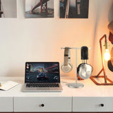 Geekria Aluminum Alloy Dual Headphones Stand for Over-Ear | On-Ear Headphones, Gaming Headset Holder, Desk Display Hanger with Solid Heavy Base, Compatible with Bose QC45, QC35 (Silver)