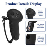 Geekria Touch Controller Grip Cover Compatible with Meta Quest 3, VR Anti-Throw Handle Grip Silicone Sleeve, Controller Grips with Battery Opening Protector, Upgraded Knuckle Straps Protector