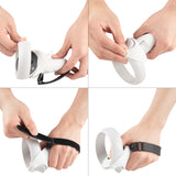Geekria Touch Controller Grip Cover Compatible with Meta/Oculus Quest 2, VR Anti-Throw Handle Grip Silicone Sleeve with Adjustable Hand Strap, Controller Caps (White)
