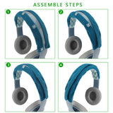 Geekria Knit Fabric Headband Cover Compatible with Bose QC 35II, QC 25, Beats Studio3, Studio2.0, Sony WH1000XM5, Sennheiser Urbanite XL Headphones, Replacement Repair Part (Pop Blue)