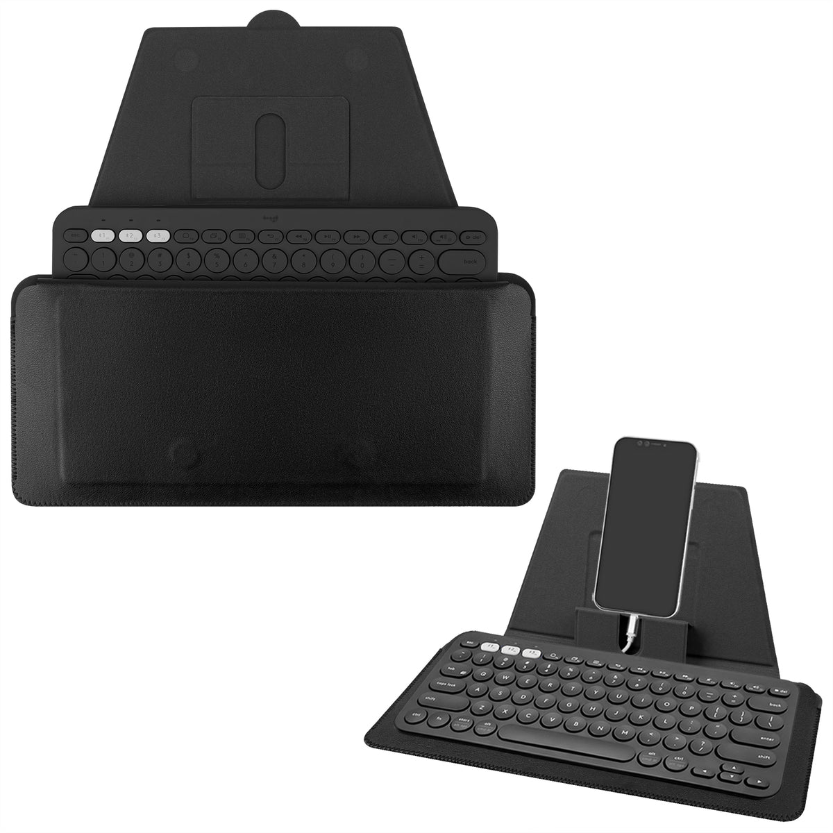 Geekria Compact Keyboard Case, Vegan Leather Travel Case with Phone an