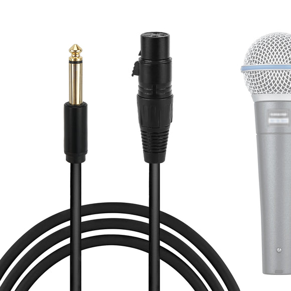 Geekria for Creators 6.35MM (1/4 Inch) to XLR Female Microphone Cable 10 ft / 3 M, Compatible with Shure MV7X, SM58-CN, SM57, SM7B, PGA48-QTR, PGA58-QTR, BETA 58A Balanced Mic Cord (Black)
