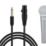 Geekria for Creators 6.35MM (1/4 Inch) to XLR Female Microphone Cable 10 ft / 3 M, Compatible with Shure MV7X, SM57, SM7B, PGA48-QTR, PGA58-QTR, BETA 58A Balanced Mic Cord (Black)