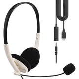 Geekria USB Headset with Mic and Mute Option, Wired Headphone for PC, Laptop, Computer Headset with Noise Cancelling Microphone, All Day Comfort for Meetings, Call Center, School (Off White)