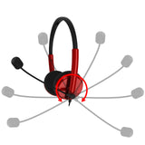 Geekria USB Headset with Mic, Mute Button Volume Control, Lightweight Wired Computer On-Ear Headphones with Boom Microphone and Detachable 3.5mm Plug for Call Center, Office, School (Red)