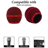 Geekria for Creators Microphone Replacement Grille Compatible with Shure BETA 58A, SV100 Mic Head Cover, Microphone Ball Head Mesh Grill, Capsule Parts, Mic Replacement Parts (Red / 2 Pack)