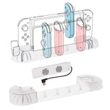 Geekria Charging Station Stand and Game Holder Compatible with Nintendo Switch & OLED Model Joy-Cons, Charger Stand Station with Cooling Fan Intended for Nintendo Switch Joy Con