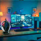 Geekria TPU Headphones Stand for Over-Ear Headphones, Gaming Headset Holder, Desk Display Hanger with Solid Heavy Base Compatible with Sennheiser 202 II, HD598, Sony MDR7506 (Black)