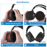 Geekria Sport Cooling Gel Replacement Ear Pads for Audeze Maxwell Wireless Headphones Ear Cushions, Headset Earpads, Ear Cups Cover Repair Parts (Mesh Fabric / Black)