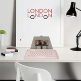 Geekria Compact Keyboard Case, Vegan Leather Travel Case, with Phone and Tablet Holder, Compatible with Logitech K380/Pebble Keys 2 K380s, Magic Keyboard (Pink)