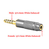 Geekria 4.4mm Male to (1/8'') 3.5mm/2.5mm Balanced Female Headphones Adapter, Aluminum Alloy Conversion Audio Plug, Gold Plated (2 Pack)