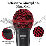 Geekria for Creators Microphone Replacement Grille Compatible with Shure BETA 58A, SV100 Mic Head Cover, Microphone Ball Head Mesh Grill, Capsule Parts, Mic Replacement Parts (Red / 2 Pack)