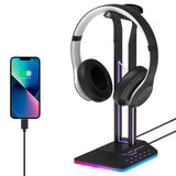 Geekria ABS RGB Headphones Stand for Over-Ear Headphones, Gaming Headset Holder, Desk Display Hanger with Solid Heavy Base Compatible with Sennheiser, Bose, Beats, Razer, AKG, Sony PS4 (Black)
