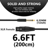 Geekria for Creators 6.35 mm (1/4 Inch) to XLR Female Microphone Cable 6.6 ft / 200 CM, Compatible with Shure SM58, SM57, SM48, SM7B, MV7, PGA48, PGA58, BETA 58A Balanced Mic Cord (Black)