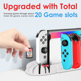 Geekria Charging Station Stand and Game Holder Compatible with Nintendo Switch & OLED Model Joy-Cons, Charger Stand Station with Cooling Fan Intended for Nintendo Switch Joy Con