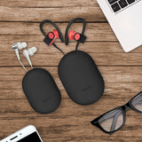 Geekria Earbuds Silicone Case for Beats PowerBeats, Jabra Sport Pace, Jaybird X3, X2, BlueBuds X, Freedom, Earbud Protection Squeeze Pouch / Pocket Soft Earphone Storage Bag (Black, M+S, 2Pcs)