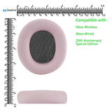 Geekria Nova Mesh Fabric Replacement Ear Pads for Microsoft Xbox Wireless, Xbox Stereo 20th Anniversary Special Edition Headphones Ear Cushions, Headset Earpads, Ear Cups Repair (Pink)