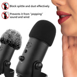Geekria for Creators Foam and Furry Microphone Windscreen Combo Pack Compatible with Blue Yeti, Yeti Pro Microphone Antipop Foam Cover, Mic Wind Cover, Fluff Windscreen Muff