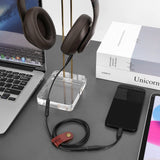 Geekria Audio Cable with Mic Compatible with Beats Studio Pro/3, Solo 4 Headphones, 1/8" (3.5mm) to 3.5mm Replacement Stereo Cord with Inline Microphone and Volume Control (4ft/1.2m)
