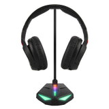 Geekria RGB Headphones Stand with 3.5mm AUX 7.1 Surround Sound and 3 USB Ports Dual PC Gaming Headset Stand with USB2.0 Charging Port Compatible Gamers Gifts Desk Gaming Accessories