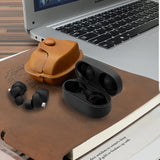 Geekria Vegan Leather Case Cover Compatible with Sony WF-1000XM4 True Wireless Earbuds, Earphones Skin Cover, Protective Carrying Case with Keychain Hook, Charging Port Accessible (Brown)