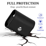 Geekria Belt Clip Earbuds Case Compatible with Apple AirPods Pro 3/2, AirPods 4, Leather Protective Pouch with Belt Loop, Holster Holder for Bag Strap and Travel (Black)