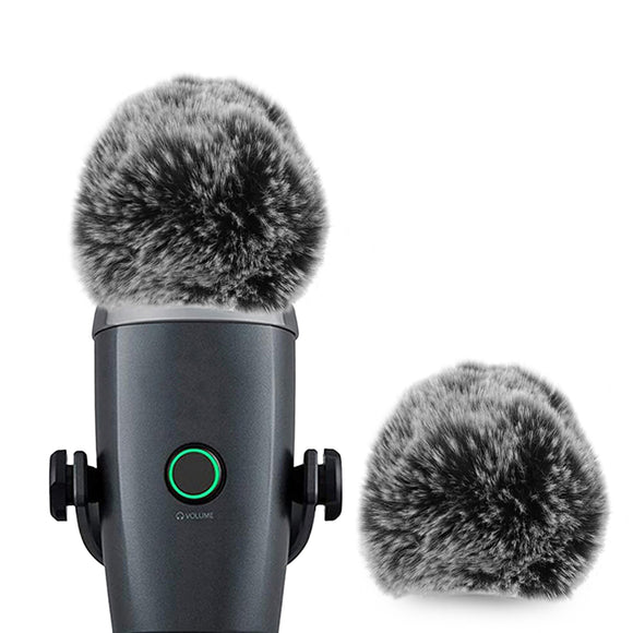 Geekria for Creators Furry Windscreen Compatible with Blue Yeti Nano Mic DeadCat Wind Cover Muff, Windbuster, Windjammer, Fluff Cover Windshield (Grey / 2 Pack)