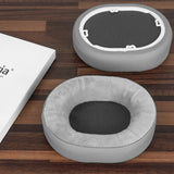 Geekria Comfort Hybrid Velour Replacement Ear Pads for Corsair HS55, HS65 Headphones Ear Cushions, Headset Earpads, Ear Cups Cover Repair Parts (Grey)