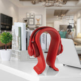 Geekria Vegan Leather Wooden Omega Headphone Stand for Over-Ear Headphones, Gaming Headset Stand, Desk Display Hanger Compatible with Sony, Bose, JBL (Red)